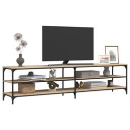 Berkfield Home TV Cabinet Sonoma Oak 200x30x50 cm Engineered Wood & Metal in Brown - Size: 200 x 30 x 50 cm - thumbnail 4