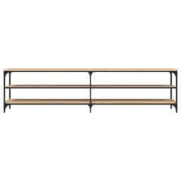 Berkfield Home TV Cabinet Sonoma Oak 200x30x50 cm Engineered Wood & Metal in Brown - Size: 200 x 30 x 50 cm - thumbnail 5