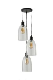 ValueLights Kira Glass Cloche Dome 3 Drop Cluster Ceiling Pendant Light in Black - thumbnail 6