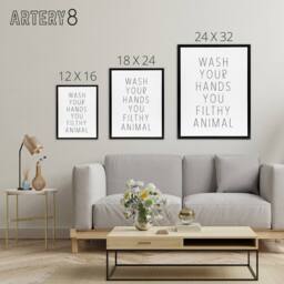 "Artery8 Funny Bathroom Decor Wash Hands White Framed Canvas Wall Art Print - Size: W12"" x H16""" - thumbnail 4