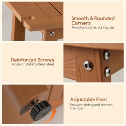 Costway Shower Bench Seat HIPS Shower Stool w/Handle & Shower Head in Brown - thumbnail 5