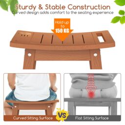 Costway Shower Bench Seat HIPS Shower Stool w/Handle & Shower Head in Brown - thumbnail 7