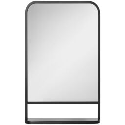 HOMCOM Square Wall Mirror with Shelf, 70x50 cm Modern Mirrors for Living Room, Bedroom in Black - Size: Large - thumbnail 2