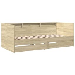 Berkfield Home Daybed with Drawers without Mattress Sonoma Oak 100x200 cm in Brown - thumbnail 3