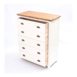 Cabinet Bits Lovere 5 Drawer Chest of Drawers Brass Cup Handle in Off-White - thumbnail 5