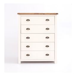 Cabinet Bits Lovere 5 Drawer Chest of Drawers Brass Cup Handle in Off-White - thumbnail 1