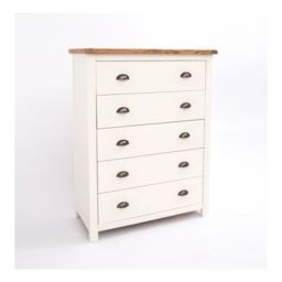 Cabinet Bits Lovere 5 Drawer Chest of Drawers Brass Cup Handle in Off-White - thumbnail 3