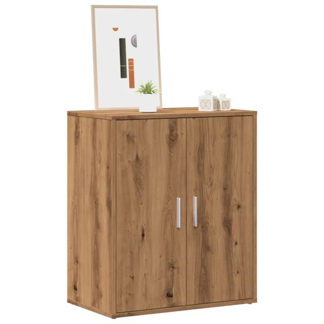 Berkfield Home Shoe Cabinet Artisan Oak 60x35x70 cm Engineered Wood in Brown - Size: 60 x 35 x 70 cm - image 1