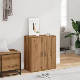 Berkfield Home Shoe Cabinet Artisan Oak 60x35x70 cm Engineered Wood in Brown - Size: 60 x 35 x 70 cm - thumbnail 3