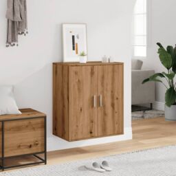 Berkfield Home Shoe Cabinet Artisan Oak 60x35x70 cm Engineered Wood in Brown - Size: 60 x 35 x 70 cm - thumbnail 4