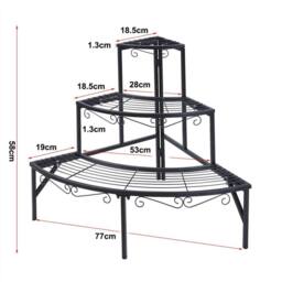 EONLION Iron Plant Stand Corner Shelf Flower Storage Rack in Black - thumbnail 2