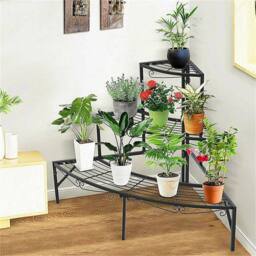 EONLION Iron Plant Stand Corner Shelf Flower Storage Rack in Black - thumbnail 5