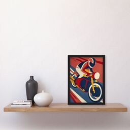 "Artery8 Motorcycle Racing Red Blue Yellow Biker Sport Framed Art Print - Size: W12"" x H16""" - thumbnail 4