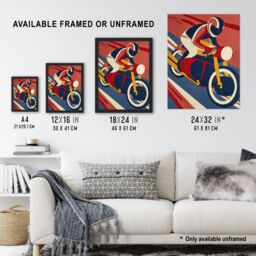 "Artery8 Motorcycle Racing Red Blue Yellow Biker Sport Framed Art Print - Size: W12"" x H16""" - thumbnail 3