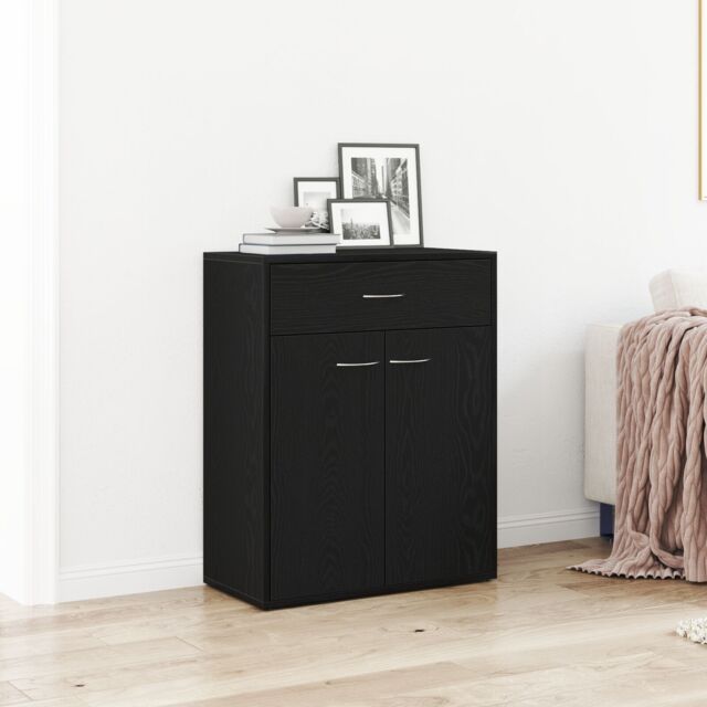 Berkfield Home Black Oak Sideboard 60x30x75 cm Made of Engineered Wood - Size: 60 x 30 x 75 cm - image 1