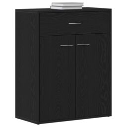 Berkfield Home Black Oak Sideboard 60x30x75 cm Made of Engineered Wood - Size: 60 x 30 x 75 cm - thumbnail 3