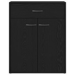 Berkfield Home Black Oak Sideboard 60x30x75 cm Made of Engineered Wood - Size: 60 x 30 x 75 cm - thumbnail 7
