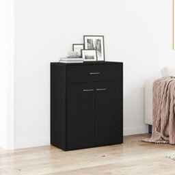 Berkfield Home Black Oak Sideboard 60x30x75 cm Made of Engineered Wood - Size: 60 x 30 x 75 cm