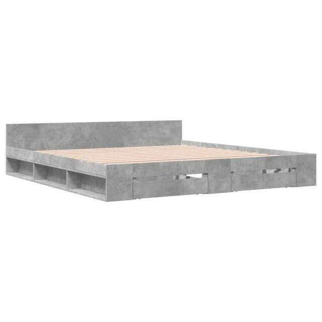 Berkfield Home Modern Bed Frame w/Drawers Frame Concrete Grey 180x200 cm Super King - image 1