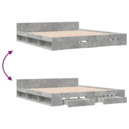 Berkfield Home Modern Bed Frame w/Drawers Frame Concrete Grey 180x200 cm Super King - thumbnail 7