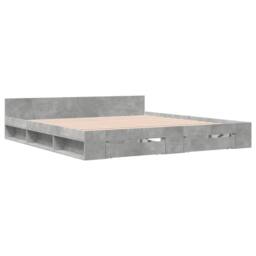 Berkfield Home Modern Bed Frame w/Drawers Frame Concrete Grey 180x200 cm Super King - thumbnail 1