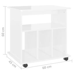Berkfield Home Rolling Cabinet High Gloss White 60x45x60 cm Engineered Wood - Size: 60 x 45 x 60 cm - thumbnail 7