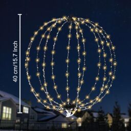 Shatchi Christmas 3D Foldable Lighted Spheres - Large Fold-Flat Metal Frame LED Ball Lights, Festive Fairy Lights for Indoor & Outdoor Decoration - thumbnail 2