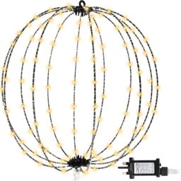 Shatchi Christmas 3D Foldable Lighted Spheres - Large Fold-Flat Metal Frame LED Ball Lights, Festive Fairy Lights for Indoor & Outdoor Decoration
