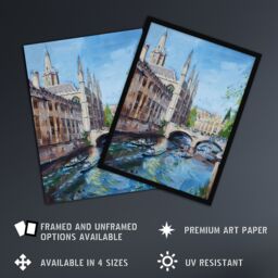 "Artery8 Cambridge Boat Race Scene Painting Summer England Wall Art Print in Blue - Size: W12"" x H16""" - thumbnail 2