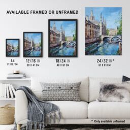 "Artery8 Cambridge Boat Race Scene Painting Summer England Wall Art Print in Blue - Size: W12"" x H16""" - thumbnail 3