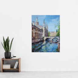"Artery8 Cambridge Boat Race Scene Painting Summer England Wall Art Print in Blue - Size: W12"" x H16""" - thumbnail 4