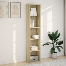 Berkfield Home Bookcase Sonoma Oak 40x30x189 cm Engineered Wood in Brown - Size: 40 x 30 x 189 cm - thumbnail 3