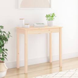 Berkfield Home Console Table 80x40x75 cm Solid Wood Pine in Light Beige - Size: 80 x 40 x 75 cm - thumbnail 2