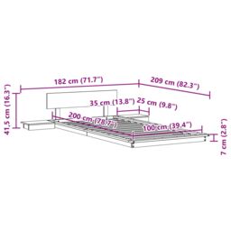 Berkfield Home Floor Bed Frame with Bedside Tables 100x200cm Solid Wood - Size: 100x200 cm - thumbnail 9