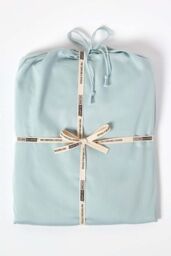 Homescapes Sateen Cotton Deep Fitted Sheet 18 inch 400 Thread Count in Duck Egg Blue - Size: Super King Fitted - thumbnail 4