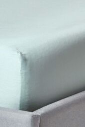 Homescapes Sateen Cotton Deep Fitted Sheet 18 inch 400 Thread Count in Duck Egg Blue - Size: Super King Fitted