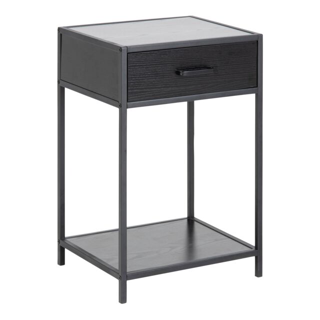 Furniture To Go Seaford Bedside Table with 1 Drawer in Black - image 1