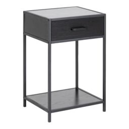 Furniture To Go Seaford Bedside Table with 1 Drawer in Black - thumbnail 1