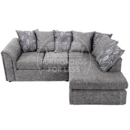 Furnishings For Less UK Byron Dundee Chenille Fabric 3 to 4 Seater L Shaped Corner Sofa Grey or light Grey Right Hand Facing - thumbnail 3