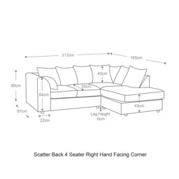 Furnishings For Less UK Byron Dundee Chenille Fabric 3 to 4 Seater L Shaped Corner Sofa Grey or light Grey Right Hand Facing - thumbnail 9