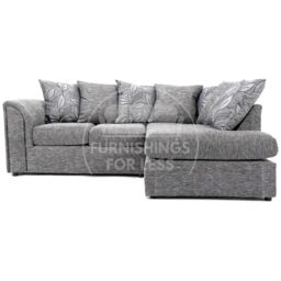 Furnishings For Less UK Byron Dundee Chenille Fabric 3 to 4 Seater L Shaped Corner Sofa Grey or light Grey Right Hand Facing - thumbnail 1