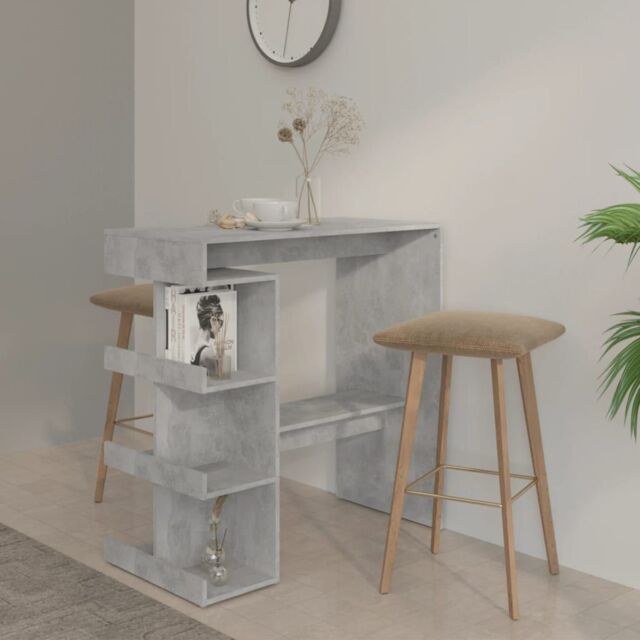 Berkfield Home Bar Table with Storage Rack Concrete Grey 100x50x101.5cm Engineered Wood - Size: 100x50x101.5 cm - image 1