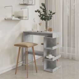 Berkfield Home Bar Table with Storage Rack Concrete Grey 100x50x101.5cm Engineered Wood - Size: 100x50x101.5 cm - thumbnail 3