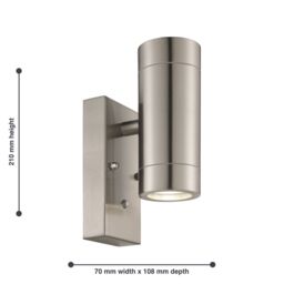 First Choice Lighting Blaze - Stainless Steel Outdoor Up Down Photocell Sensor Wall Light in Silver - thumbnail 4
