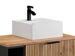 Vente-unique Fluted Wall-Hung Bathroom Unit With Open Shelves & Square Countertop in Black - thumbnail 9