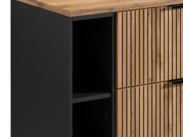 Vente-unique Fluted Wall-Hung Bathroom Unit With Open Shelves & Square Countertop in Black - thumbnail 7