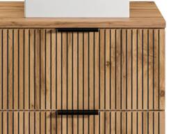 Vente-unique Fluted Wall-Hung Bathroom Unit With Open Shelves & Square Countertop in Black - thumbnail 8