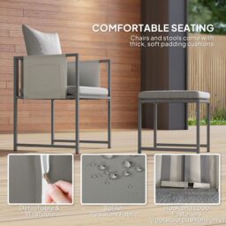 OUTSUNNY 8 Seater Garden Dining Set, Cube Garden Furniture with Cushions in Grey - thumbnail 5