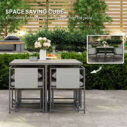 OUTSUNNY 8 Seater Garden Dining Set, Cube Garden Furniture with Cushions in Grey - thumbnail 4