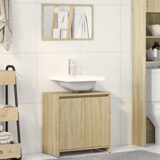 Berkfield Home Bathroom Furniture Set Sonoma Oak Engineered Wood in Brown - image 1